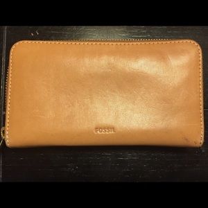 Fossil Brown Leather Wristlet